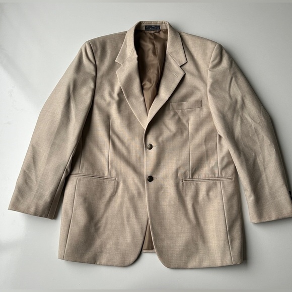 Bert Pulitzer Tan Beige Wool Blend Sport Coat Men’s Lined Blazer Jacket 42R - Picture 9 of 9